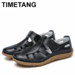 2025 Hollow Woman Shoes Genuine Leather Women Flats Summer Women's Loafers Breathable Beach Female Shoe Large Size 35-42