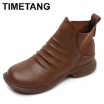 2025 Winter New Women's Shoes Vintage Chelsea Boots Women's Shoes Women's Ankle Boots Genuine Leather Western Women Boots Retro