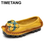 TIMETANG Hot Sell Designer Handmade Women Genuine Leather Shoes Women Flats Shoes Colors Vintage Ballet Flats Shoes Woman C327