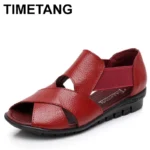 TIMETANG Summer Gladiator Rome Casual Sandals Women Shoes Sandalia Feminina Genuine Leather Wedge Heel Comfort Sandals